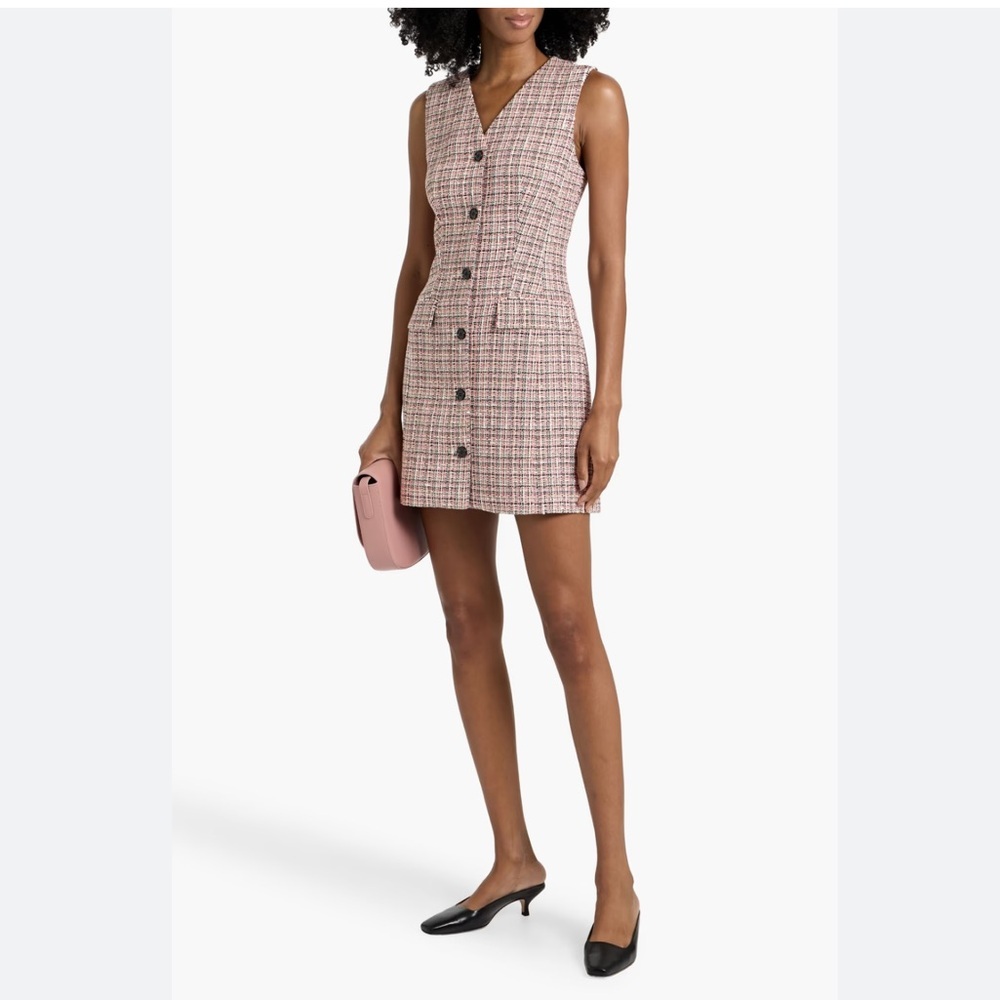 Theory Blazer Dress Mini Pink Women 6 Tweed Classic Preppy Elegant Luxury New